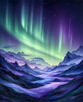 Aurora Borealis Mountain Landscape Rug