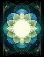 Deep Blue Green Mandala Pattern Rug