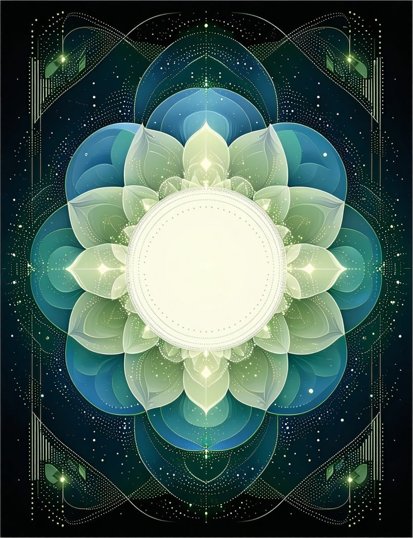 Deep Blue Green Mandala Pattern Rug