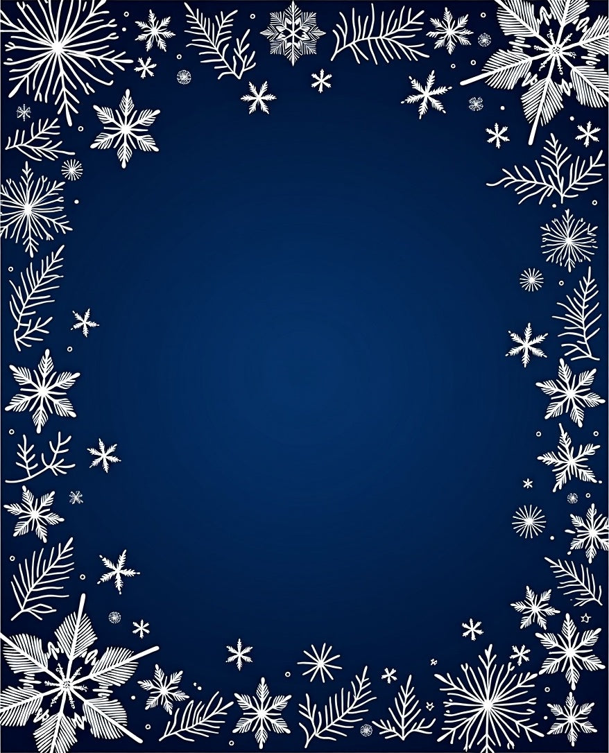 Winter Snowflakes Dark Blue Rug