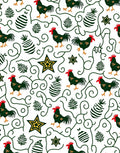 Rustic Roosters Green Swirl Star Rug