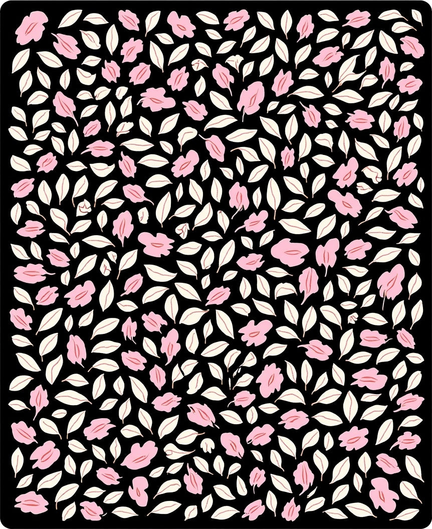 Floral Whimsical Pink Cream Pattern Rug