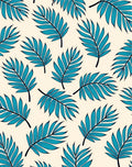 Teal Tropical Fern Leaf Repeats Rug