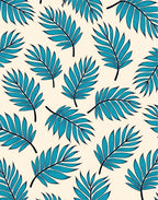 Teal Tropical Fern Leaf Repeats Rug