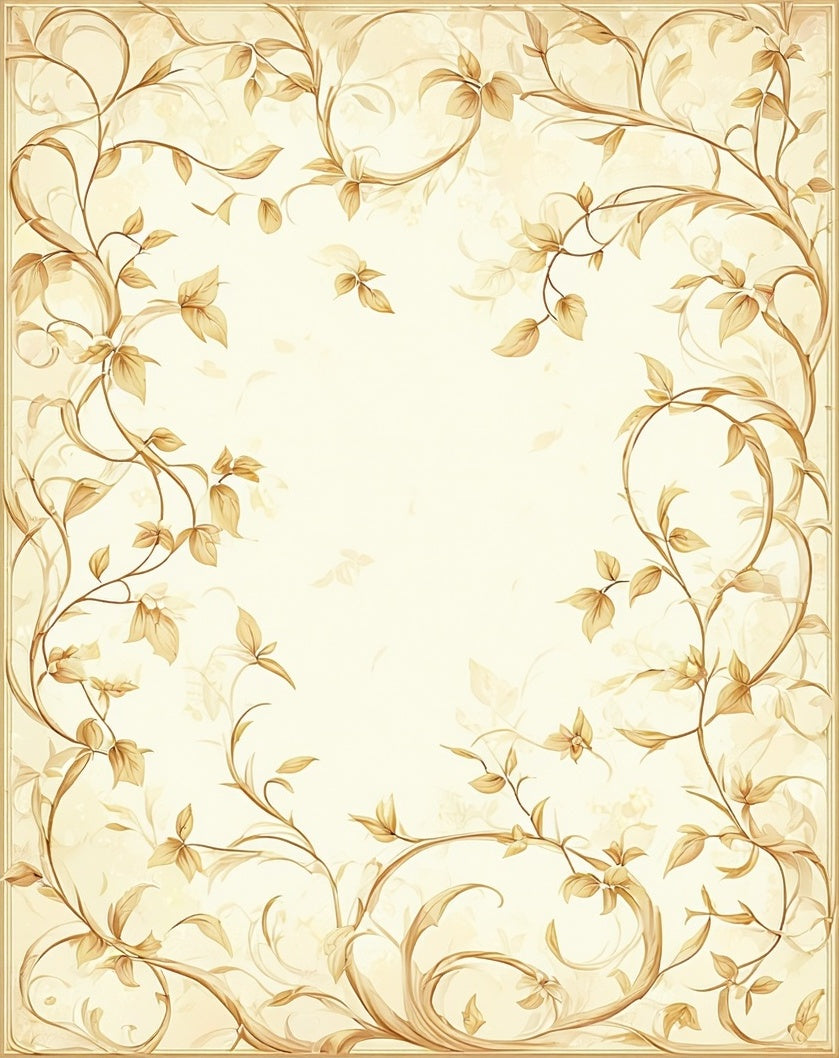 Ornate Golden Floral Vine Pattern Rug