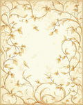 Ornate Golden Floral Vine Pattern Rug