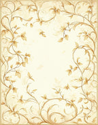 Ornate Golden Floral Vine Pattern Rug