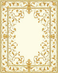 Ornate Gold Floral Scroll Frame Rug