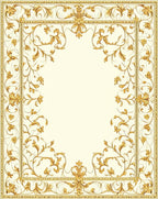Ornate Gold Floral Scroll Frame Rug