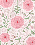 Whimsical Pink Floral Animal Pattern Rug