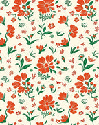 Bright Orange Floral Botanical Design Rug