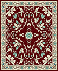 Rich Burgundy Floral Vines Design Rug
