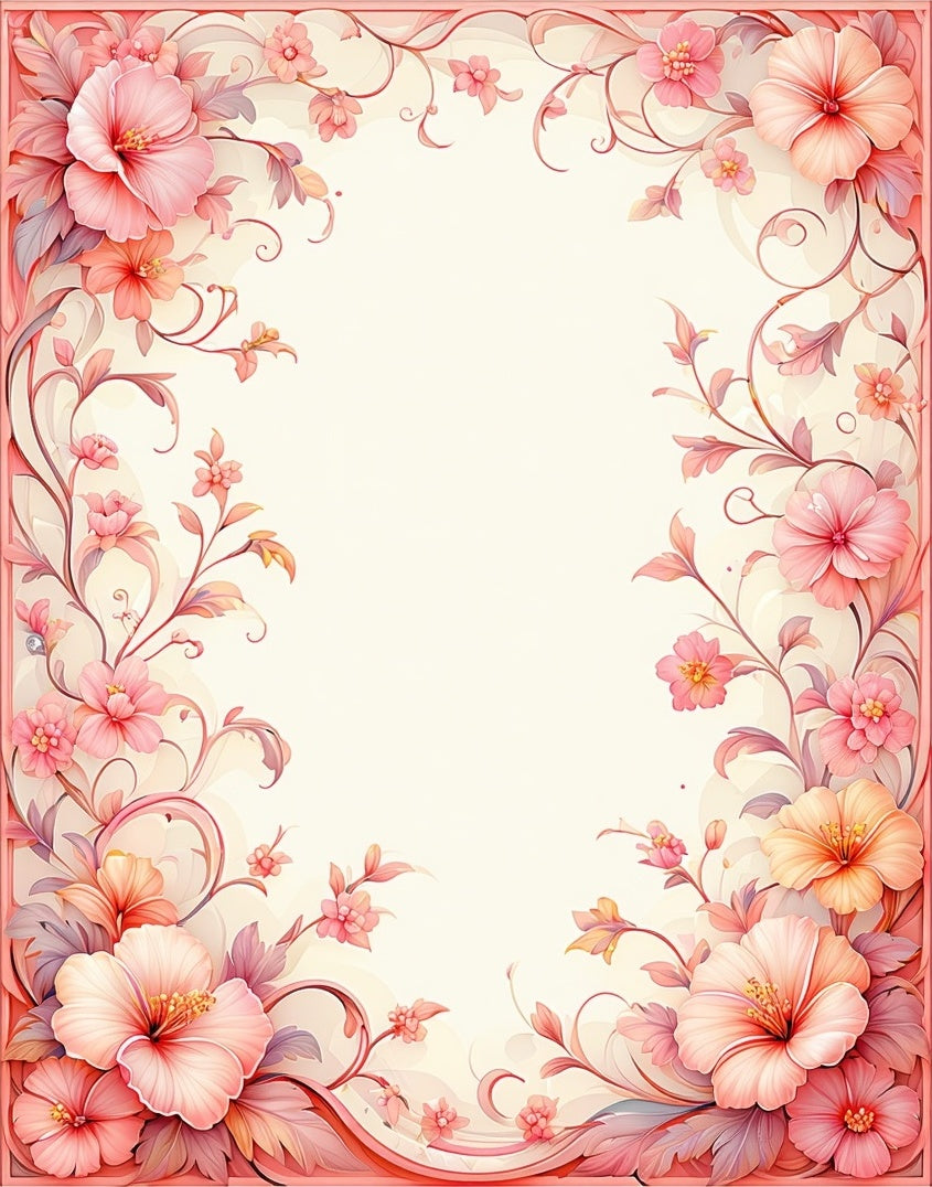 Soft Blush Floral Vine Patterned Rug