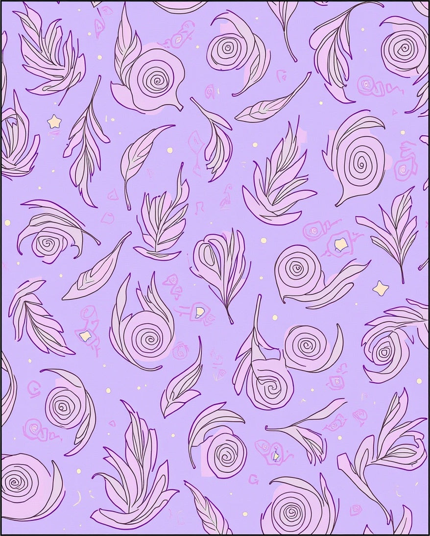 Whimsical Pastel Leaf and Swirl Pattern Rug