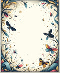 Whimsical Nature Floral Butterfly Design Rug