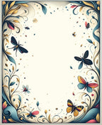 Whimsical Nature Floral Butterfly Design Rug