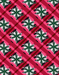 Crimson Plaid Snowflake Collage Rug