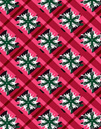 Crimson Plaid Snowflake Collage Rug