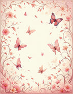 Pink Floral Butterflies Garden Rug