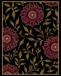 Maroon Floral Branches Pattern Rug