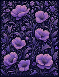 Dark Floral Purple Bloom Design Rug