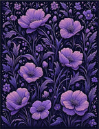 Dark Floral Purple Bloom Design Rug