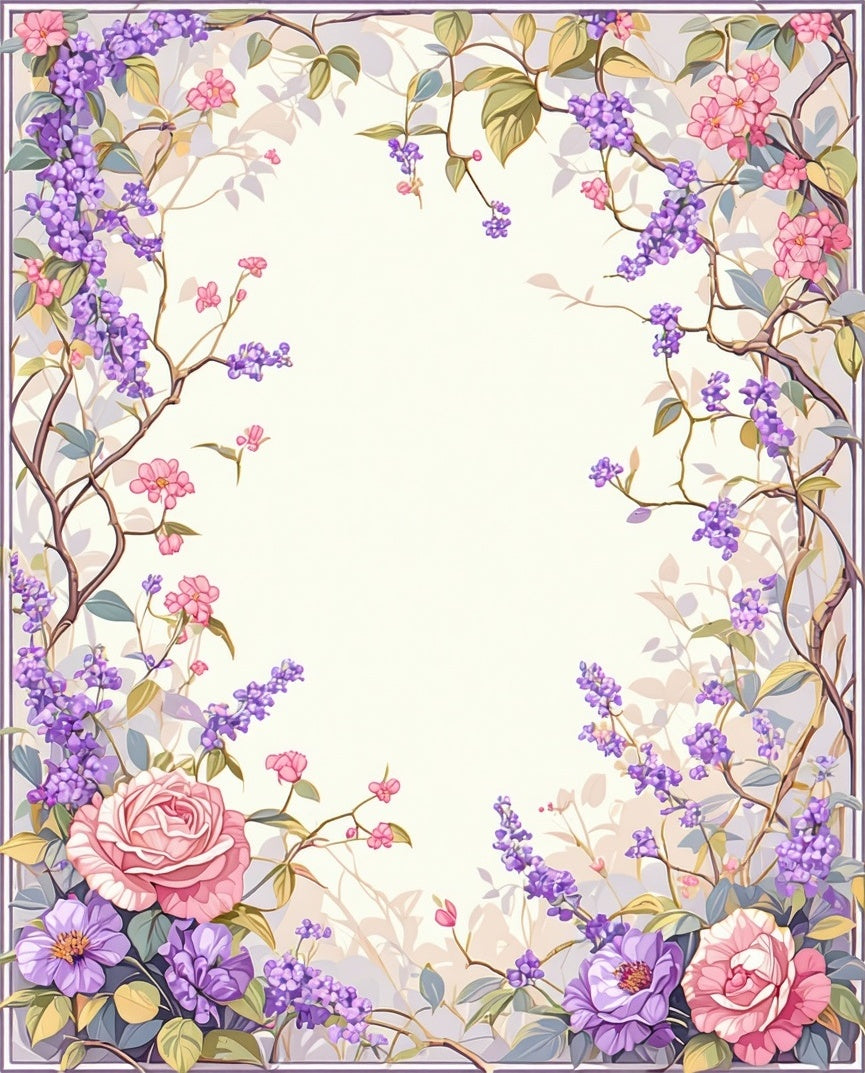 Floral vines with lavender and roses Rug