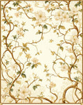 Delicate Floral Branch Pattern Rug