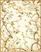 Delicate Floral Branch Pattern Rug
