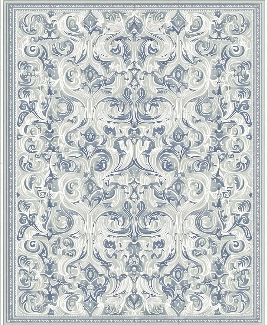 Ornate Floral Scrollwork Patterned Rug