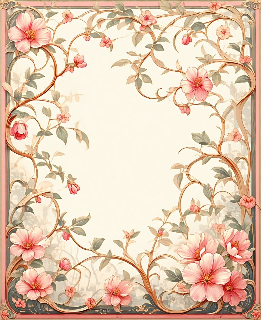 Elegant Floral Vine Scroll Design Rug