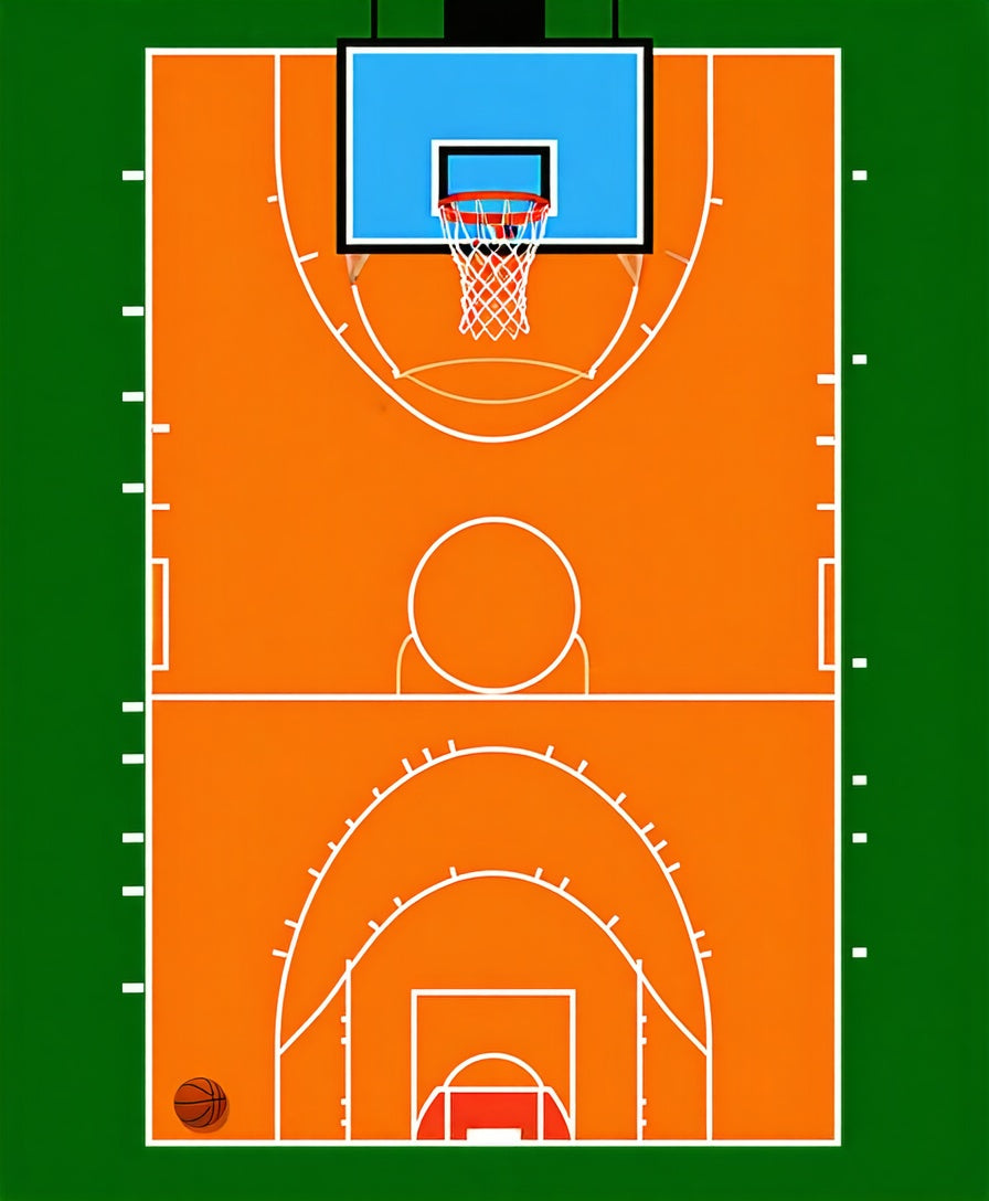 Sport Court Orange White Geometric Design Rug