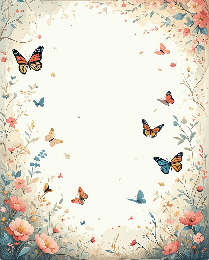 Whimsical Butterflies Floral Garden Rug