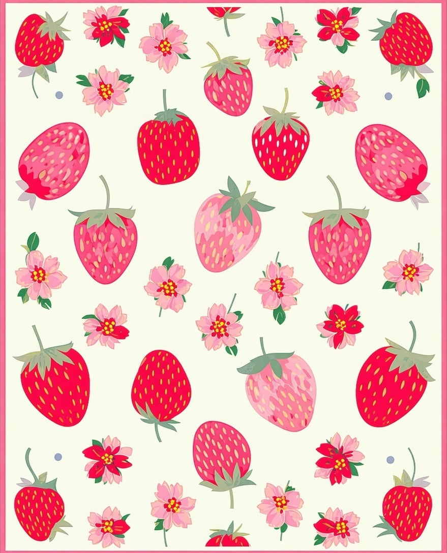 Strawberry Cherry Blossom Pattern Rug