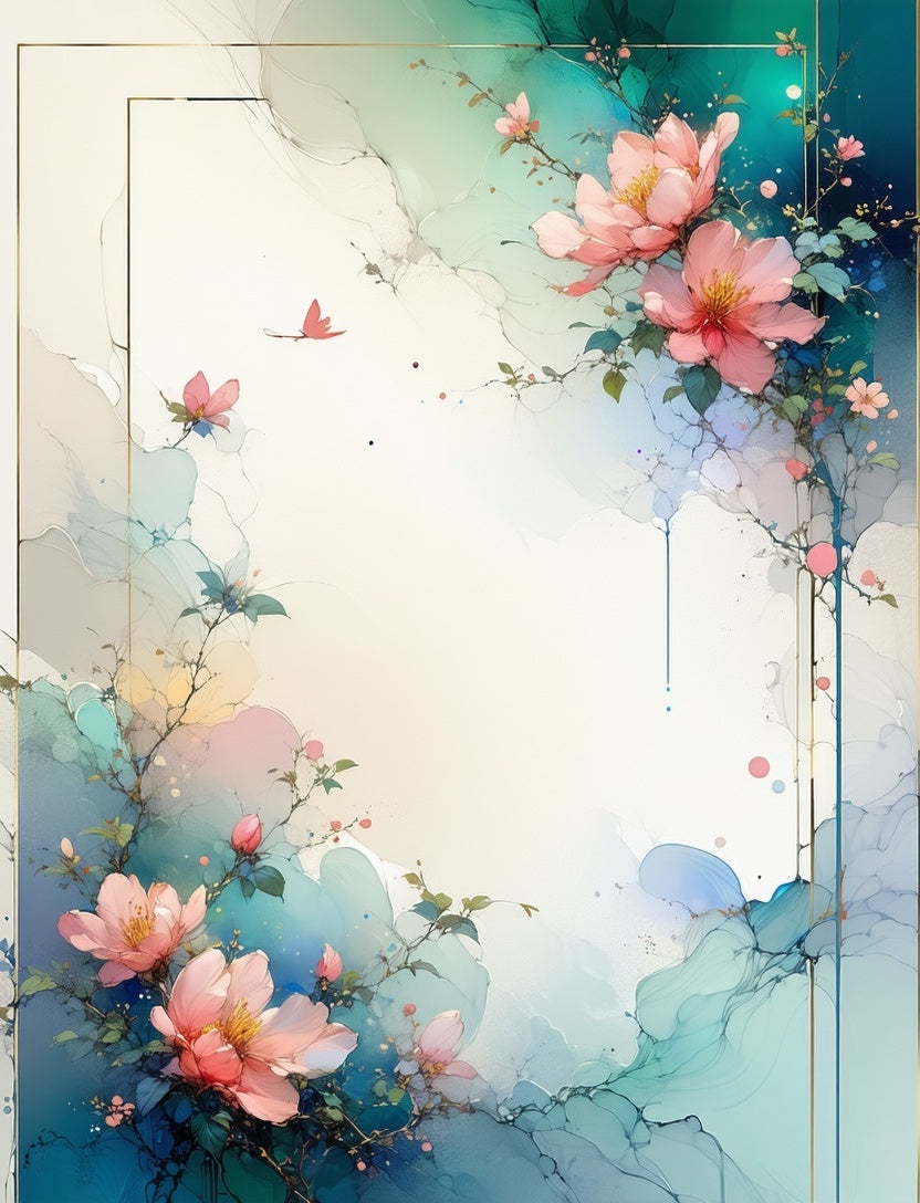 Soft Pink Floral Watercolor Style Rug