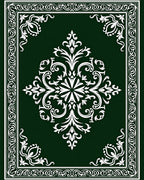 Traditional Dark Green Floral Mandala Rug