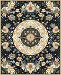 Ornate Floral Mandala Dark Pattern Rug