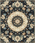Ornate Floral Mandala Dark Pattern Rug