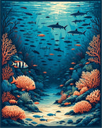 Diverse Fish Coral Reef Undersea Scene Rug