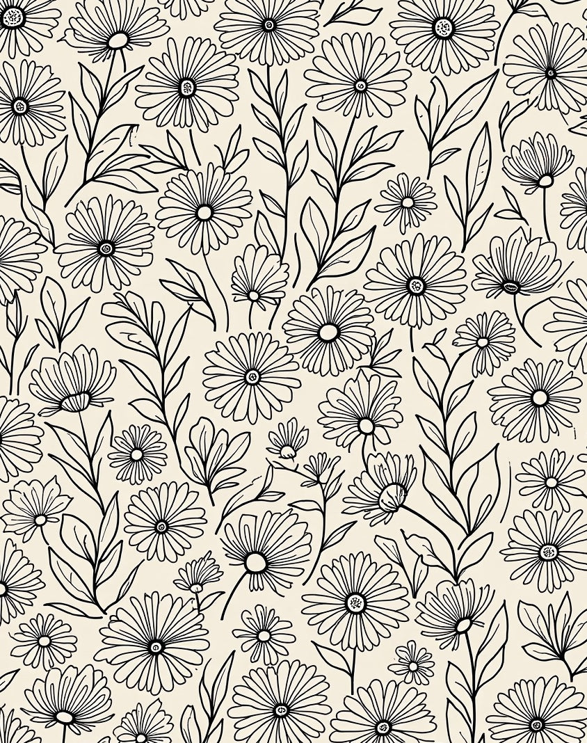 Drawn Floral Pattern Design Rug