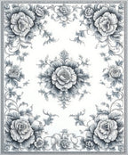 Elegant Gray Floral Scrollwork Pattern Rug