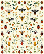 Whimsical Garden Animals Flowers Pattern Rug