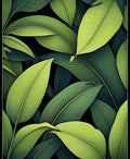 Lush Green Leaf Pattern Design Rug