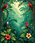 Lush Tropical Rainforest With Parrots Rug
