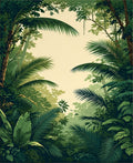 Lush Tropical Palm Leaf Jungle Design Rug