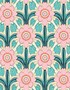 Pretty Pink Floral Art Nouveau Pattern Rug