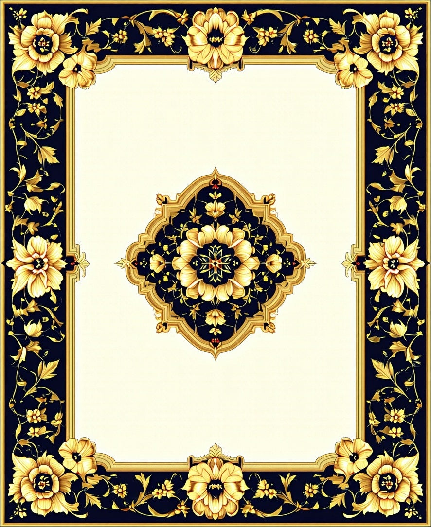 Ornate Floral Medallion Luxury Rug