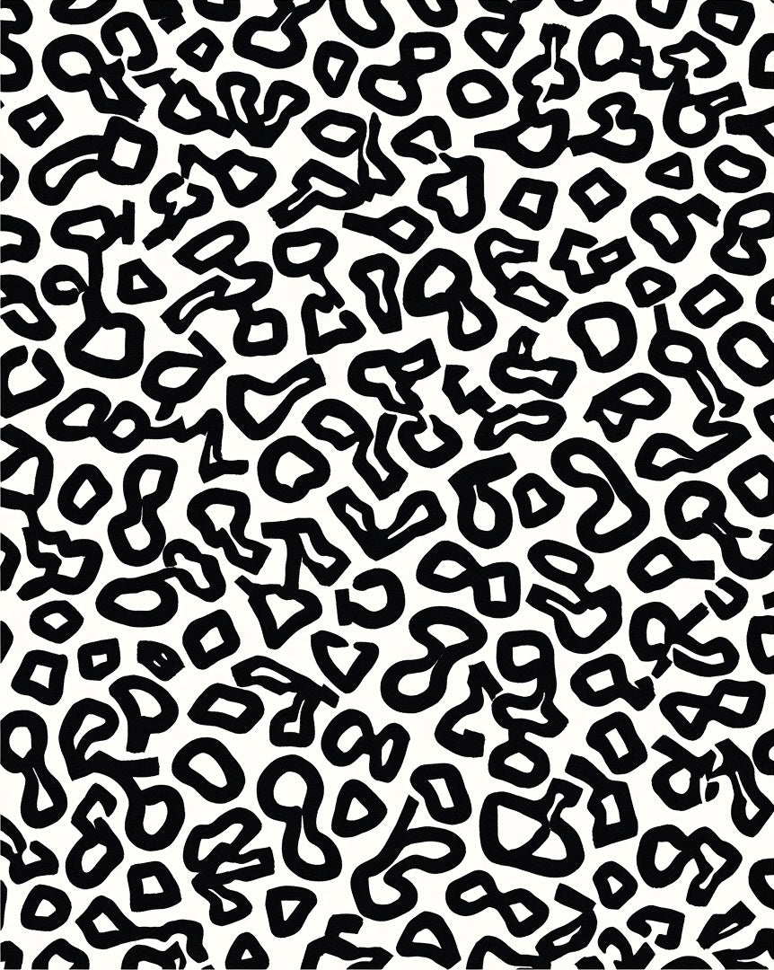 Abstract Black White Blob Pattern Rug
