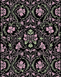 Pink and Green Floral Vines Pattern Rug