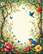 Whimsical Garden Birds and Butterflies Rug